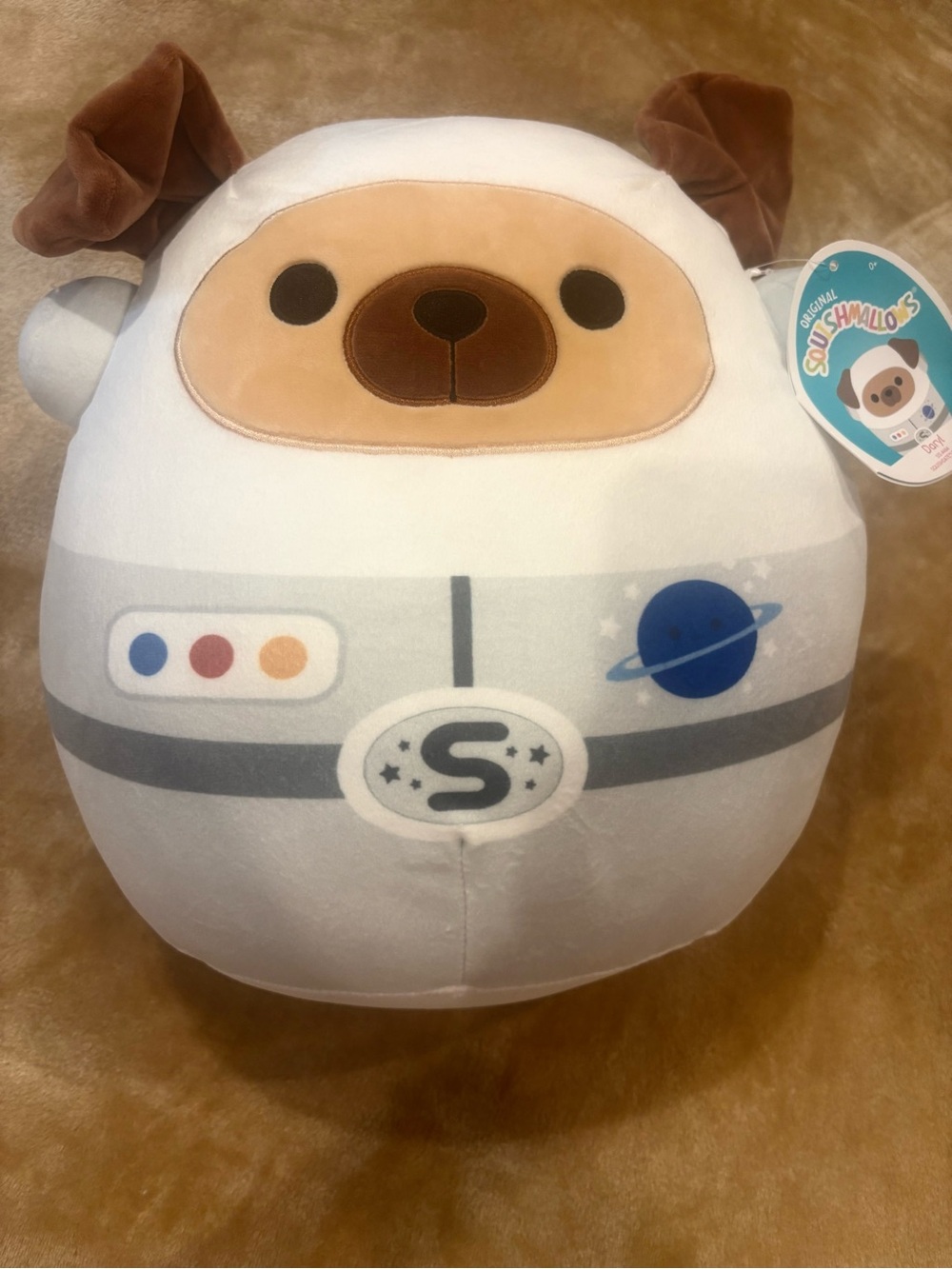 Squishmallows White and Brown Daryl 12 inch Astronaut Pug Plush NWT